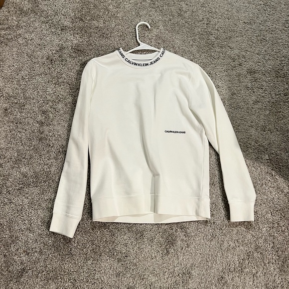 Calvin Klein White Institutional Logo Crewneck Sweatshirt Size S - Picture 6 of 7
